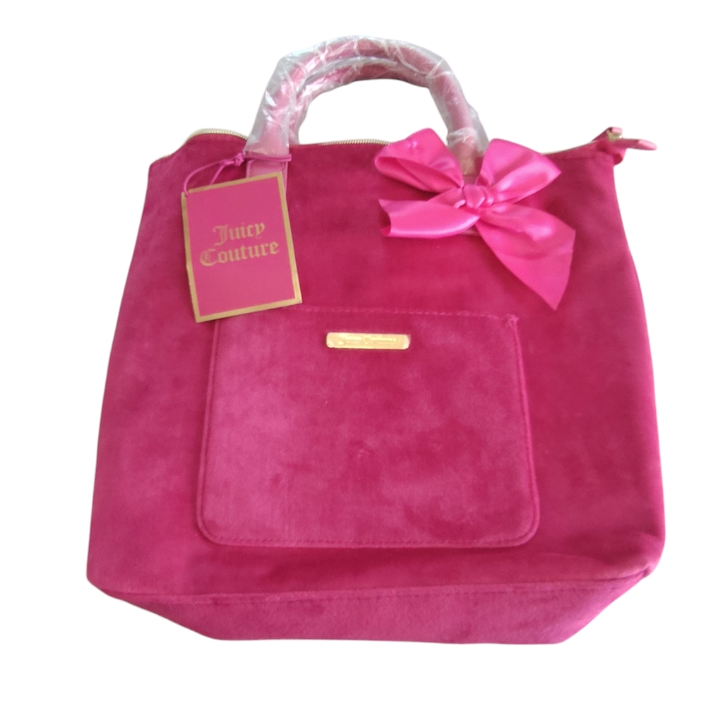 Juicy Couture Pink Tote with Braided Handle and Bow